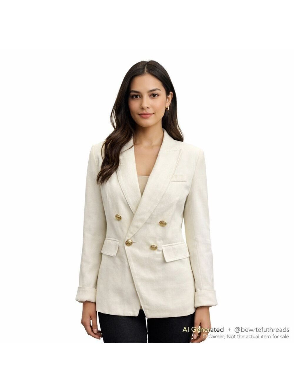 Kourt XS Ivory Double Breasted Blazer Gold Buttons Tailored